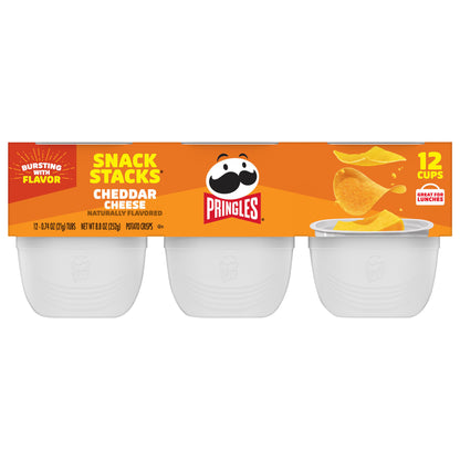 Pringles Snack Stacks Cheddar Cheese Potato Crisps 12 -  0.74 oz ea