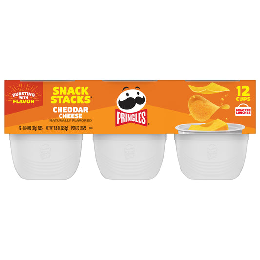 Pringles Snack Stacks Cheddar Cheese Potato Crisps 12 -  0.74 oz ea