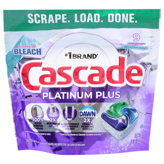 Cascade Platinum Plus Mountain Scent Dishwasher Detergent 9 ActionPacs