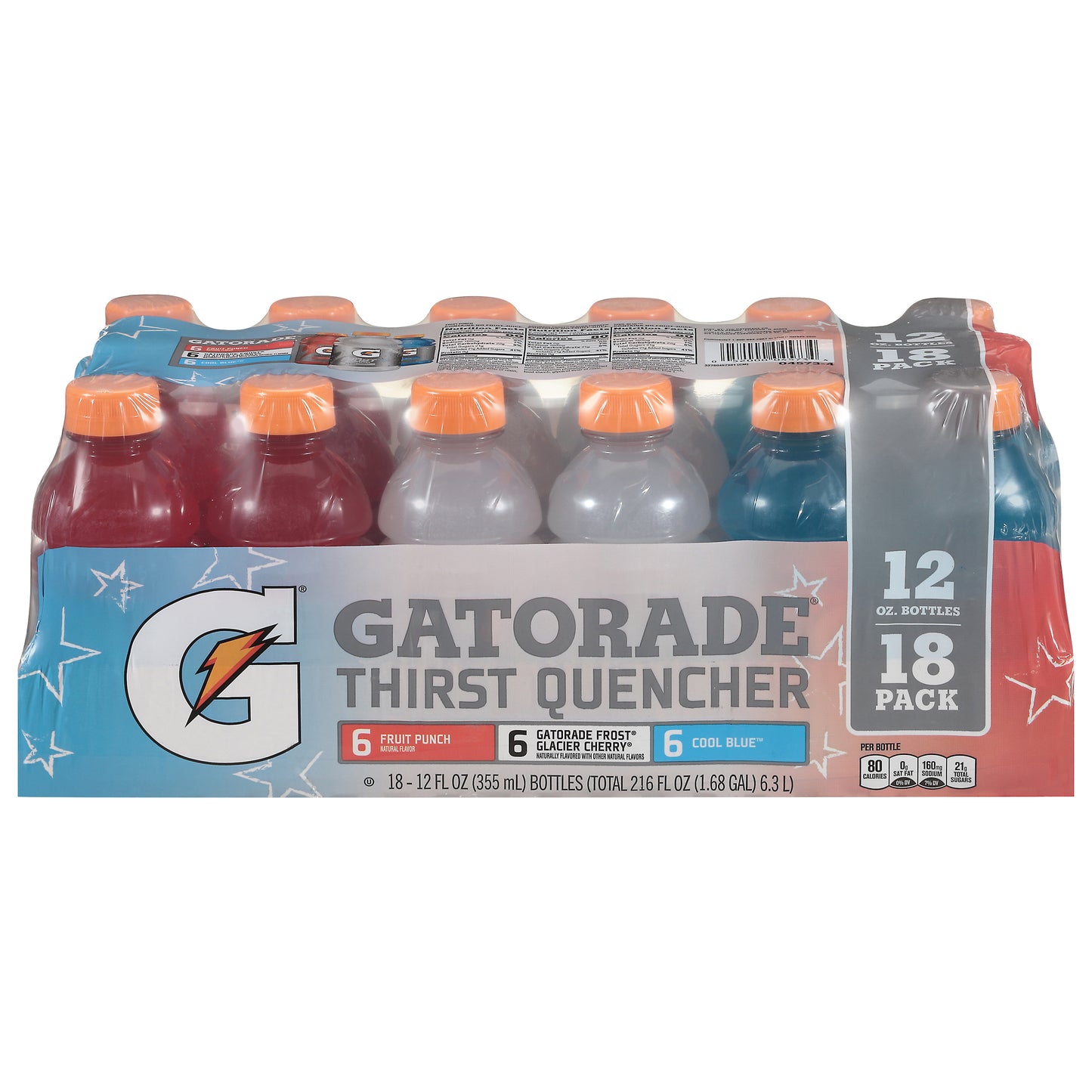 Gatorade Fruit Punch/Gatorade Frost Glacier Cherry/Cool Blue Thirst Quencher 18 - 12 fl oz Bottles