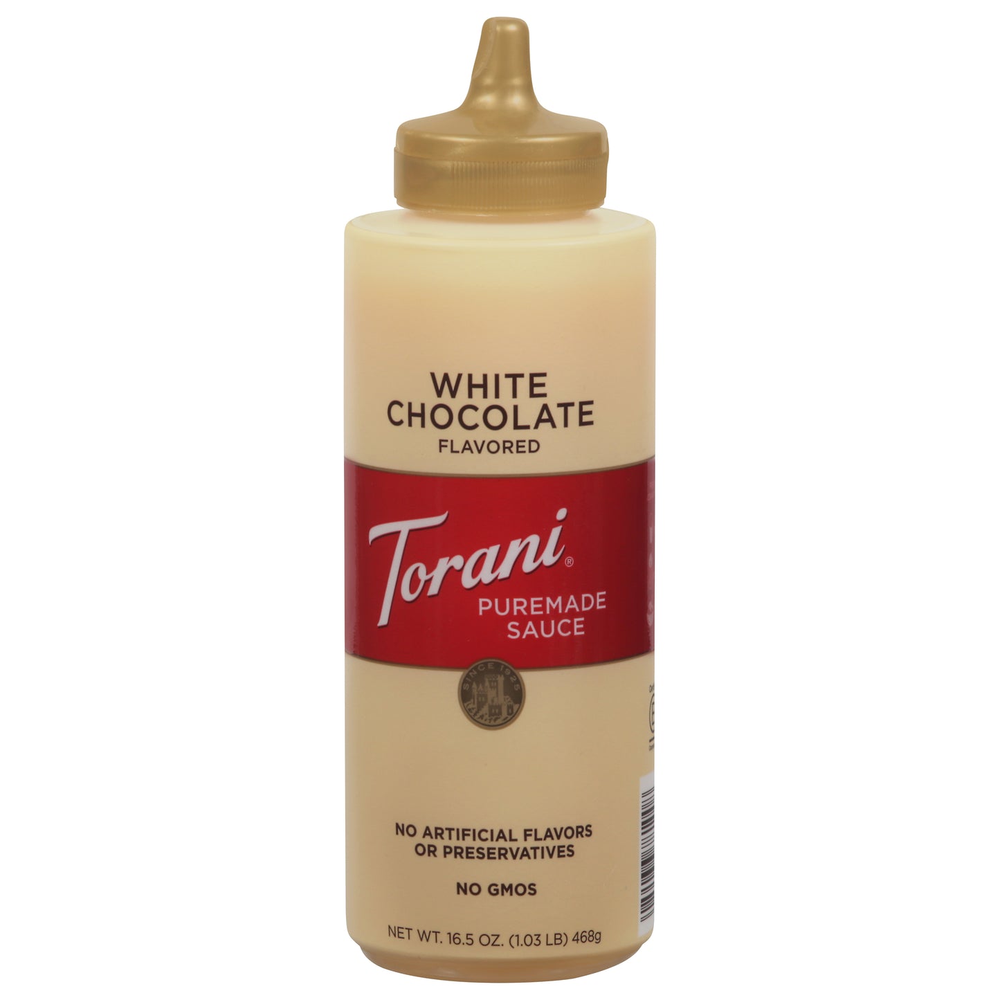Torani White Chocolate Flavored Puremade Sauce 16.5 oz