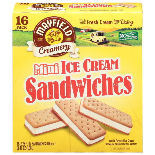 Mayfield Creamery Mini Vanilla Ice Cream Sandwiches 16 - 2.25 fl oz Packs