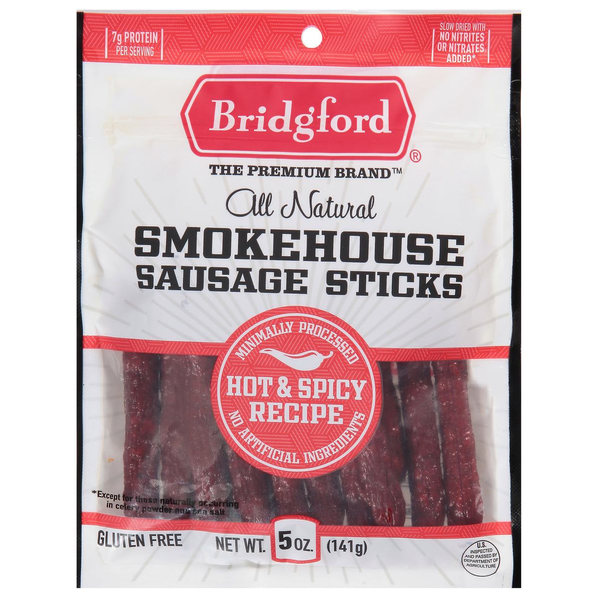 Bridgford Hot & Spicy Recipe Smokehouse Sausage Sticks 5 oz