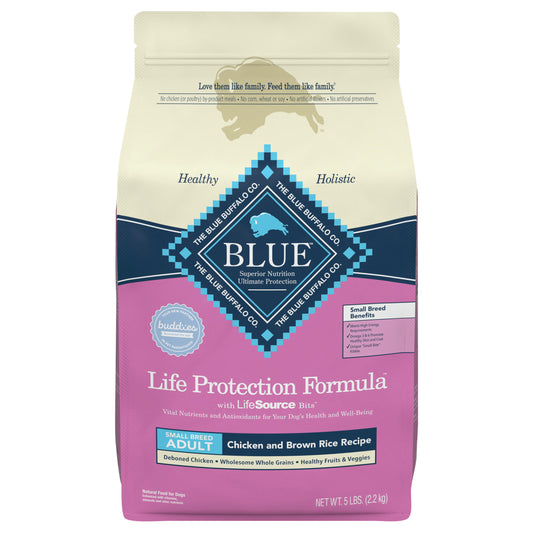 Blue Buffalo Life Protection Formula Natural Adult Small Breed Dry Dog Food, Chicken and Brown Rice 5-lb Trial Size Bag