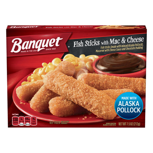 BANQUET Classic Fish Sticks With Mac And Cheese, 7.5 oz