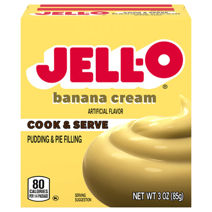 Jell-O Cook & Serve Banana Cream Artificially Flavored Pudding & Pie Filling Mix, 3 oz Box