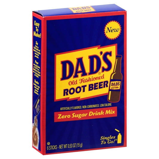 Dads Root Beer Old Fashioned Zero Sugar Singles To Go Root Beer Drink Mix 6 ea