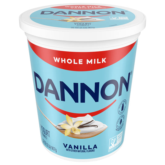 Dannon Whole Milk Non-GMO Project Verified Vanilla Yogurt, 32 Oz.