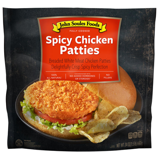 John Soules Foods Spicy Chicken Patties, 24 oz, Frozen