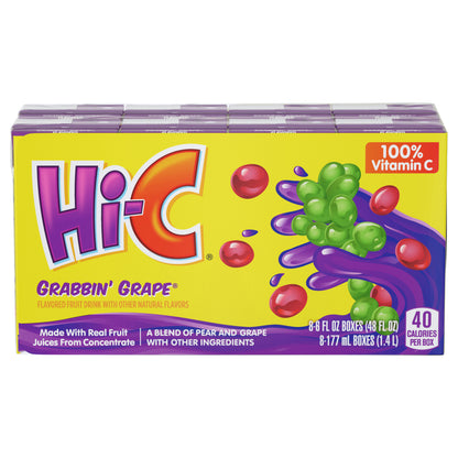 Hi-C Grabbin Grape Cartons, 6 fl oz, 8 Pack