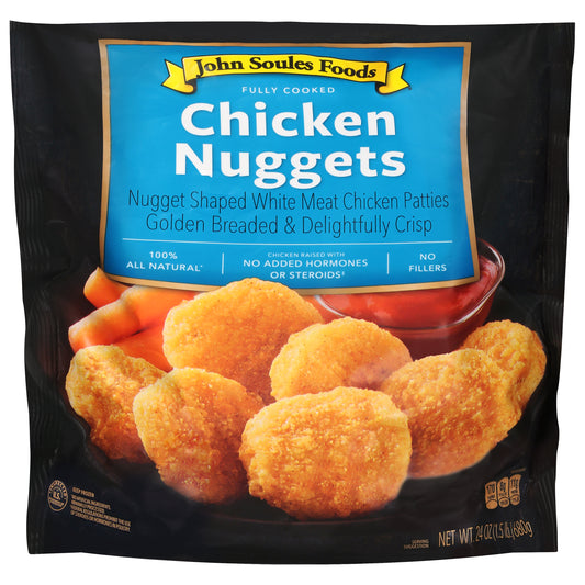 John Soules Foods Chicken Nuggets 24 oz - Chicken Nuggets Nugget Shaped White Meat Chicken Patties Golden Breaded & Delightfully Crisp
