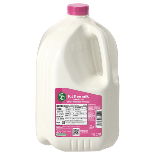 Food Club Fat Free Milk 1 gal