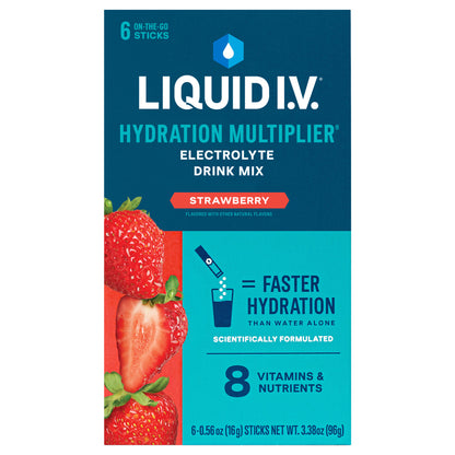 Liquid I.V.® Hydration Multiplier® - Strawberry - Hydration Powder Packets | Electrolyte Powder Drink Mix | Convenient Single-Serving Sticks | Non-GMO | 6 Sticks