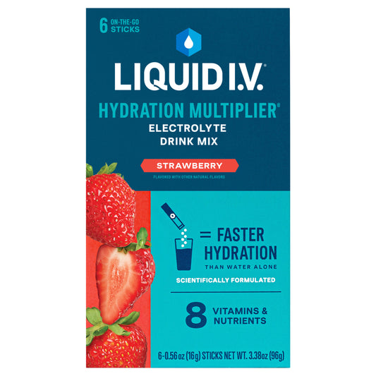 Liquid I.V.® Hydration Multiplier® - Strawberry - Hydration Powder Packets | Electrolyte Powder Drink Mix | Convenient Single-Serving Sticks | Non-GMO | 6 Sticks
