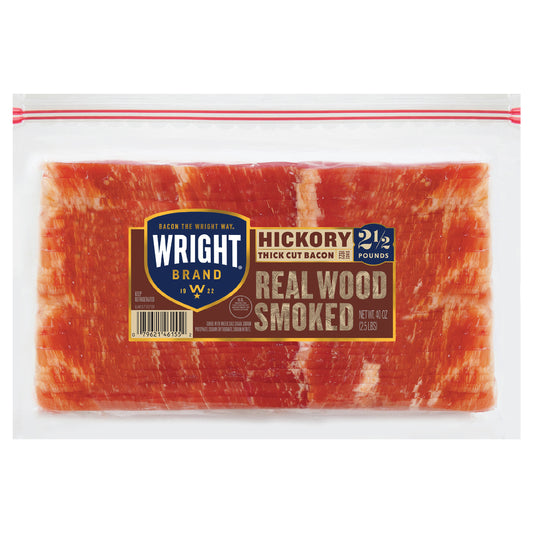 Wright Brand Thick Cut Hickory Bacon, 2.5 lb